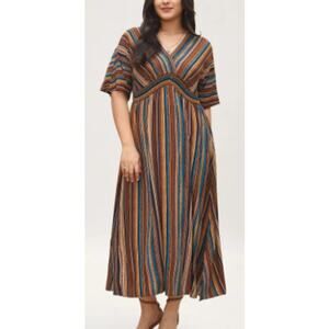 BLOOMCHIC 18-20 2X Plus multicolor Dolman Sleeve Shirred Midi dress NWT B131